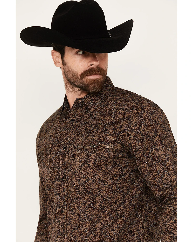 Moonshine Spirit Men's Meadow Floral Print Long Sleeve Snap Western Shirt
