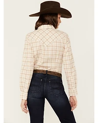 Wrangler Retro Women's Plaid Print Long Sleeve Pearl Snap Western Shirt