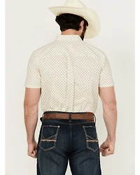 RANK 45® Men's Westamp Geo Print Short Sleeve Button-Down Performance Stretch Western Shirt