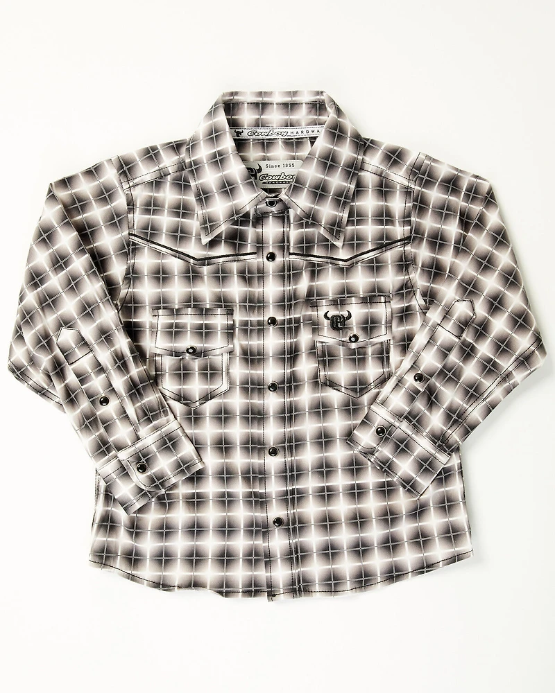 Cowboy Hardware Toddler Boys' Cubed Print Long Sleeve Snap Stretch Western Shirt