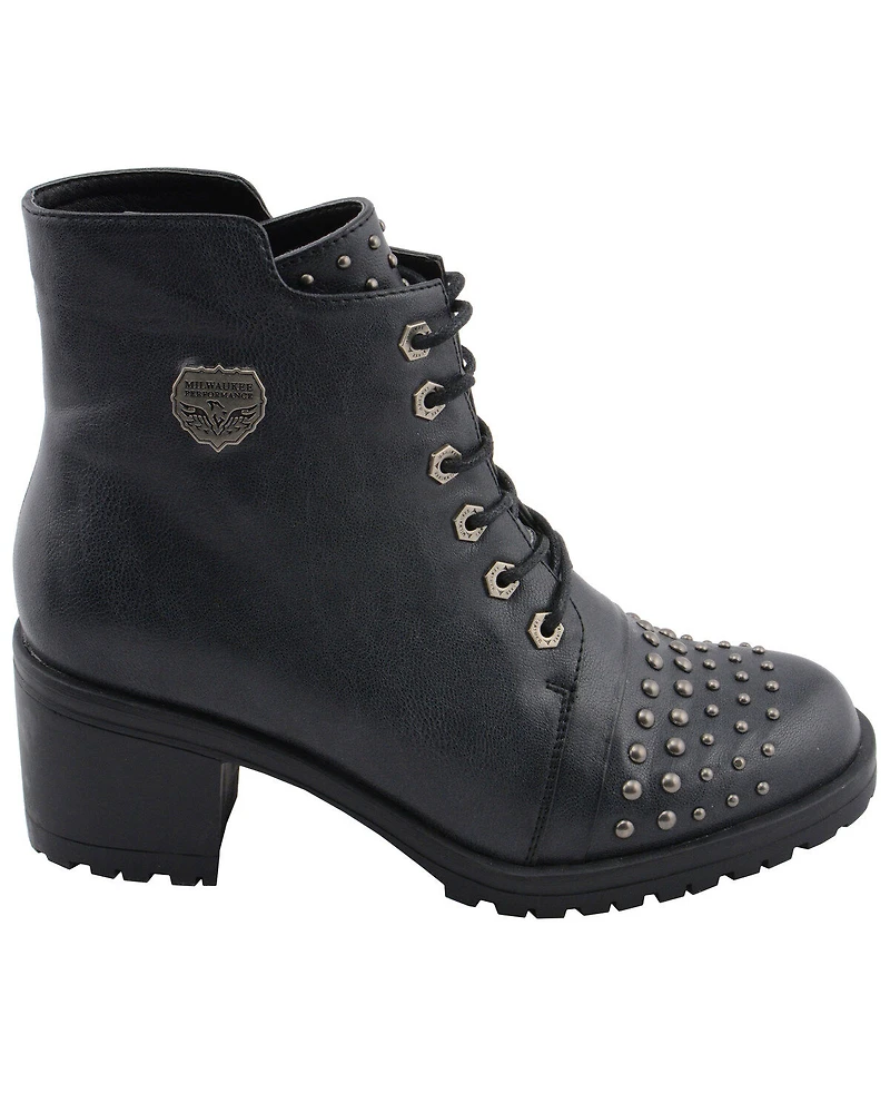Milwaukee Leather Women's Studded Rocker Boots - Round Toe