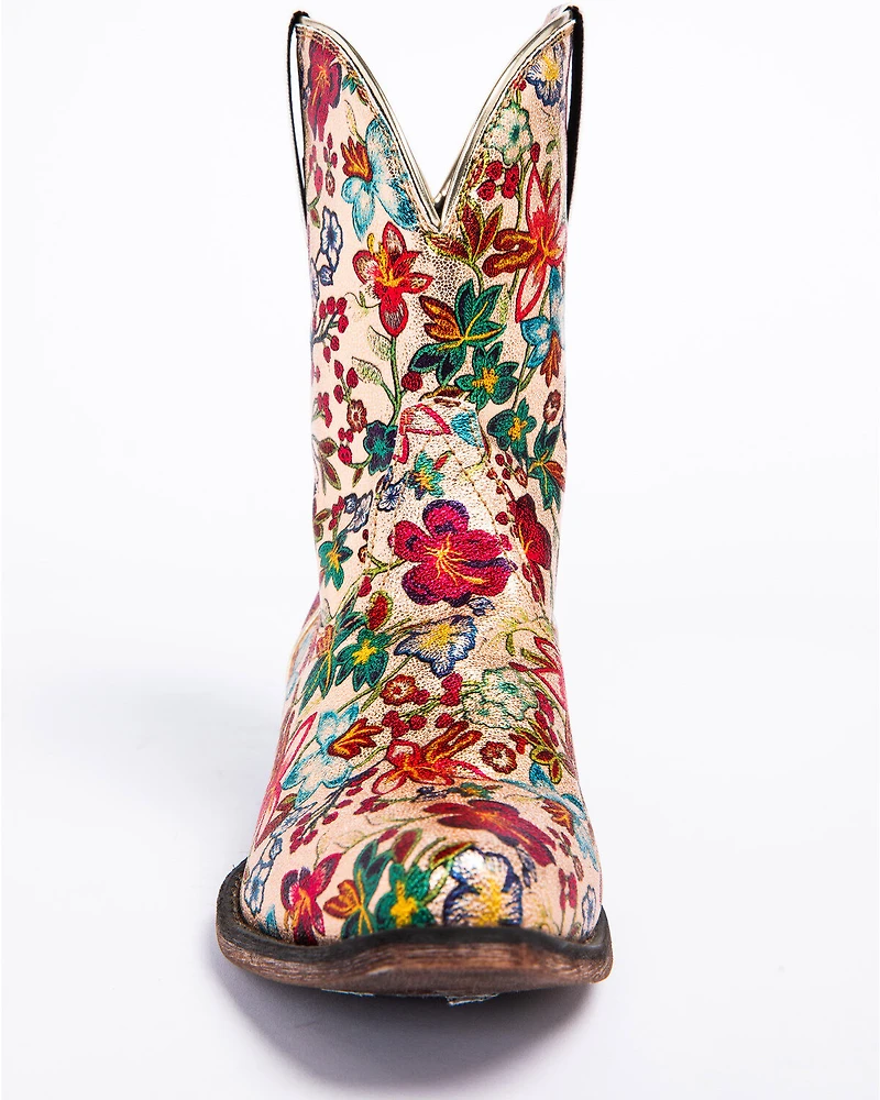Roper Women's Ingrid Floral Western Booties - Snip Toe