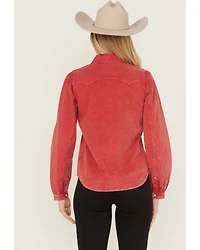 Cruel Girl Women's Solid Long Sleeve Snap Western Shirt