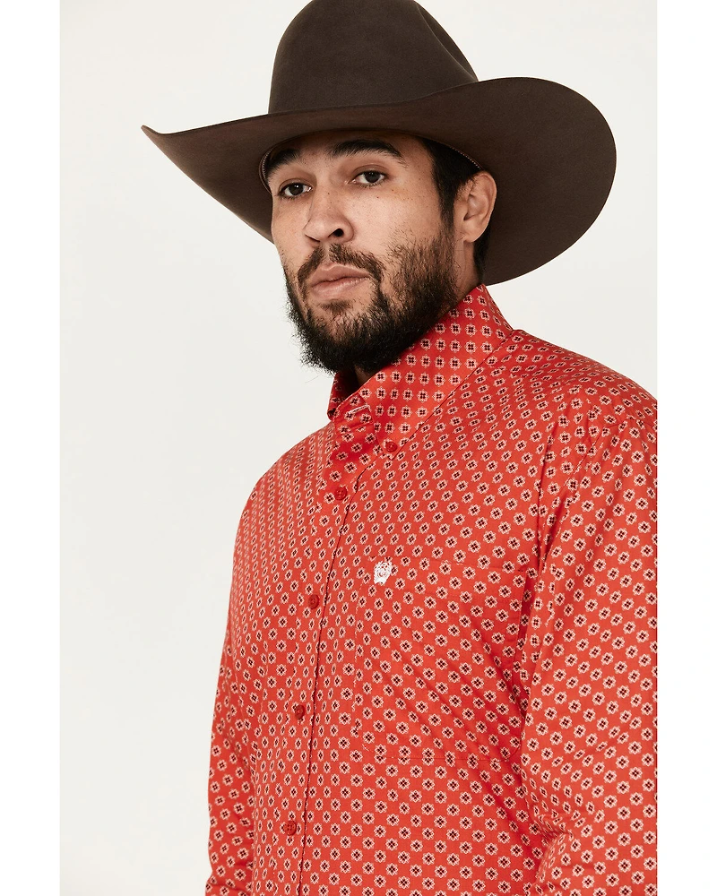 Cinch Men's Geo Print Long Sleeve Button-Down Western Shirt
