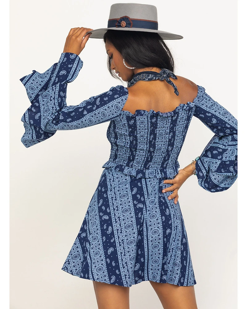 Rock & Roll Denim Women's Bandana Print Mini Dress
