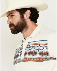RANK 45® Men's Knao Border Print Short Sleeve Polo Shirt