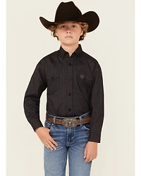 Panhandle Boys' Geo Print Long Sleeve Snap Western Shirt