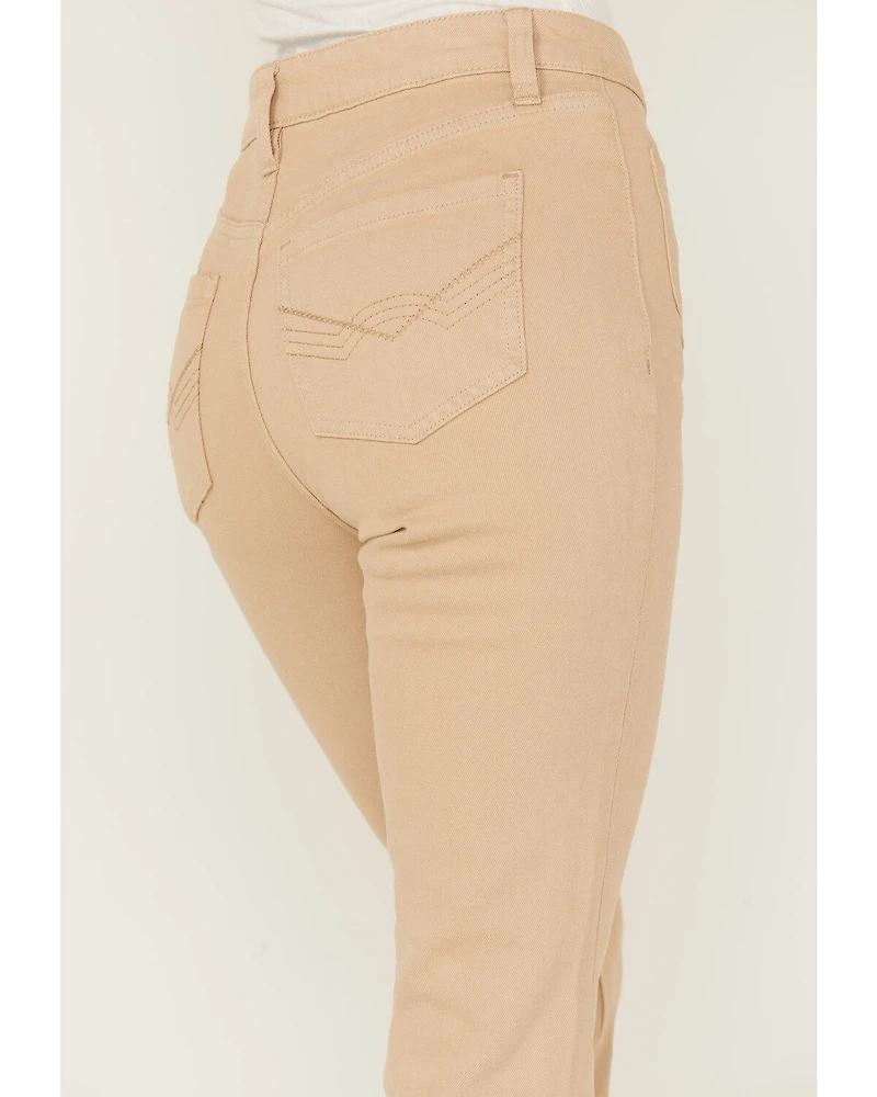 Idyllwind Women's High Risin' Irish Cream Wash Stretch Front Patch Pocket Flare Jeans