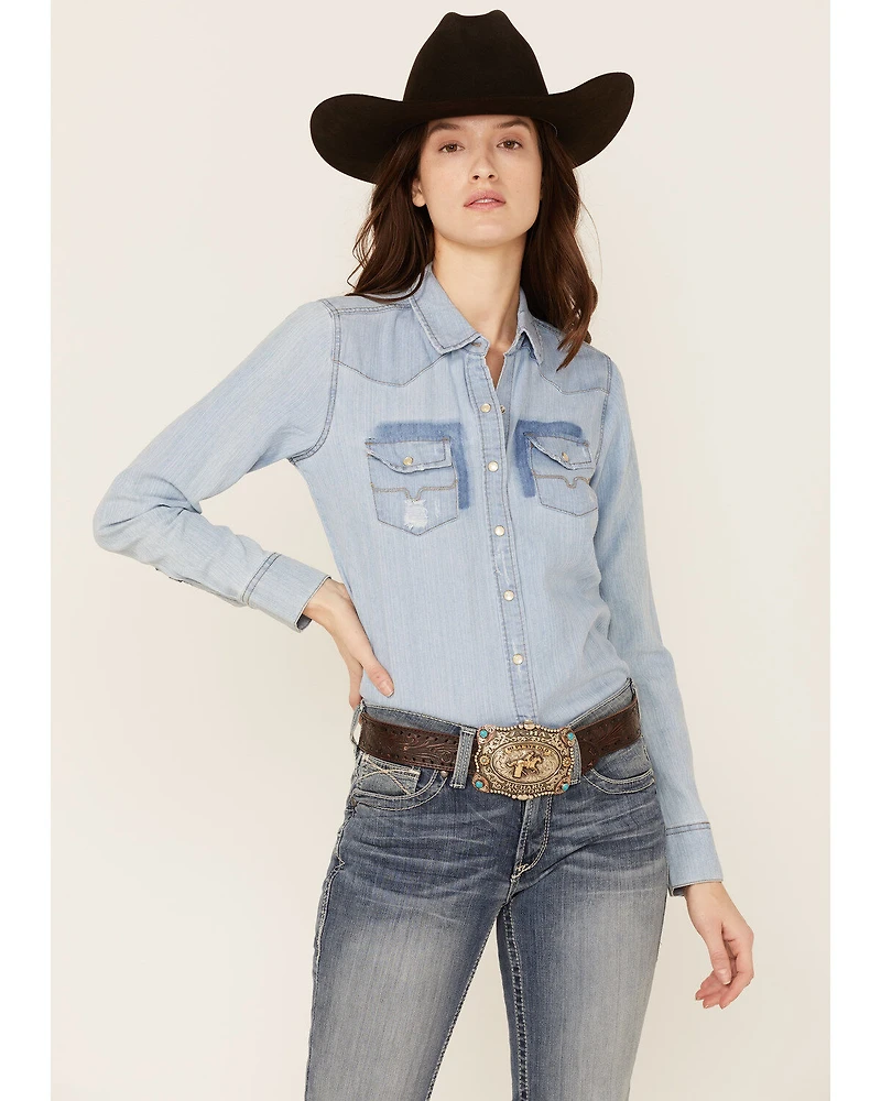 Kimes Ranch Women's Kaycee Denim Long Sleeve Western Pearl Snap Shirt