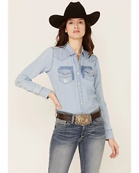 Kimes Ranch Women's Kaycee Denim Long Sleeve Western Pearl Snap Shirt