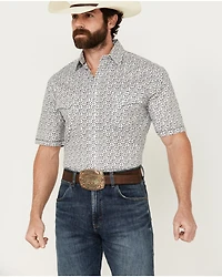 Panhandle Men's Abstract Geo Print Short Sleeve Pearl Snap Stretch Western Shirt