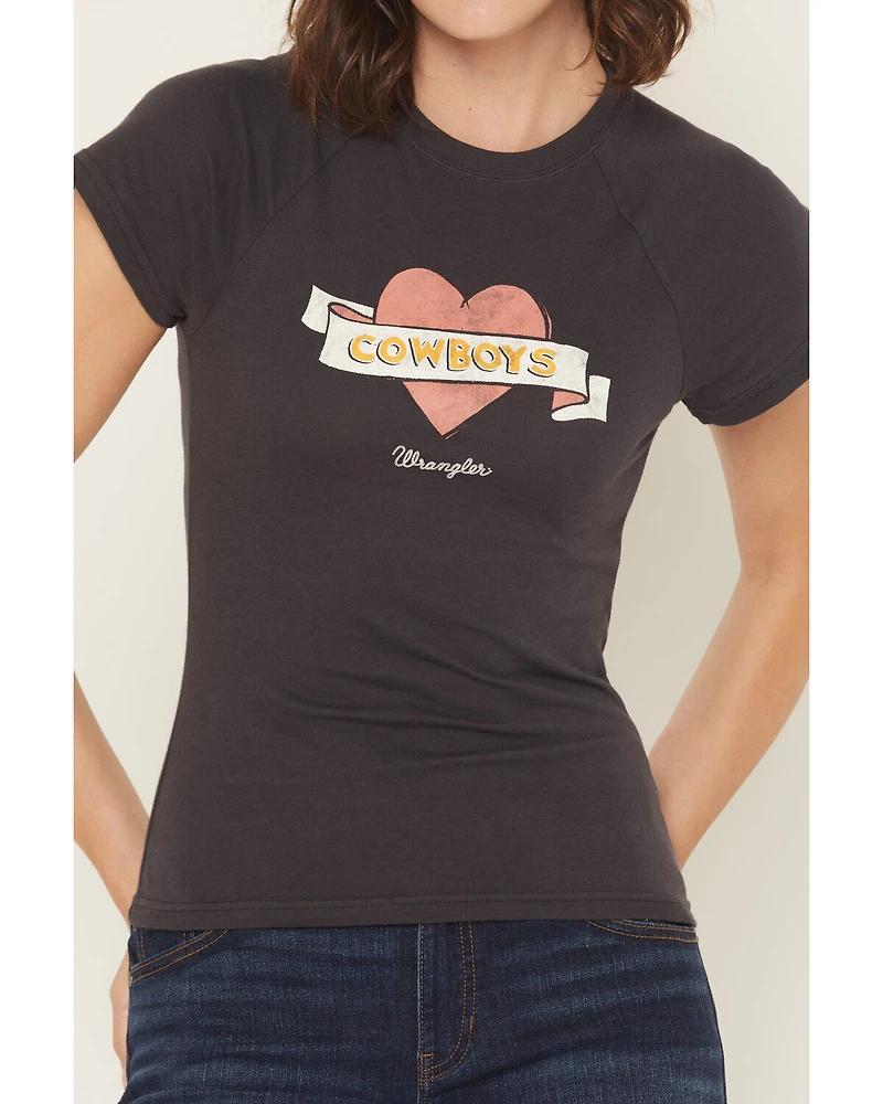 Wrangler Women's Cowboys Short Sleeve Graphic Baby Tee