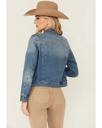 Shyanne Women's Leland Medium Wash Cropped Stretch Denim Jacket