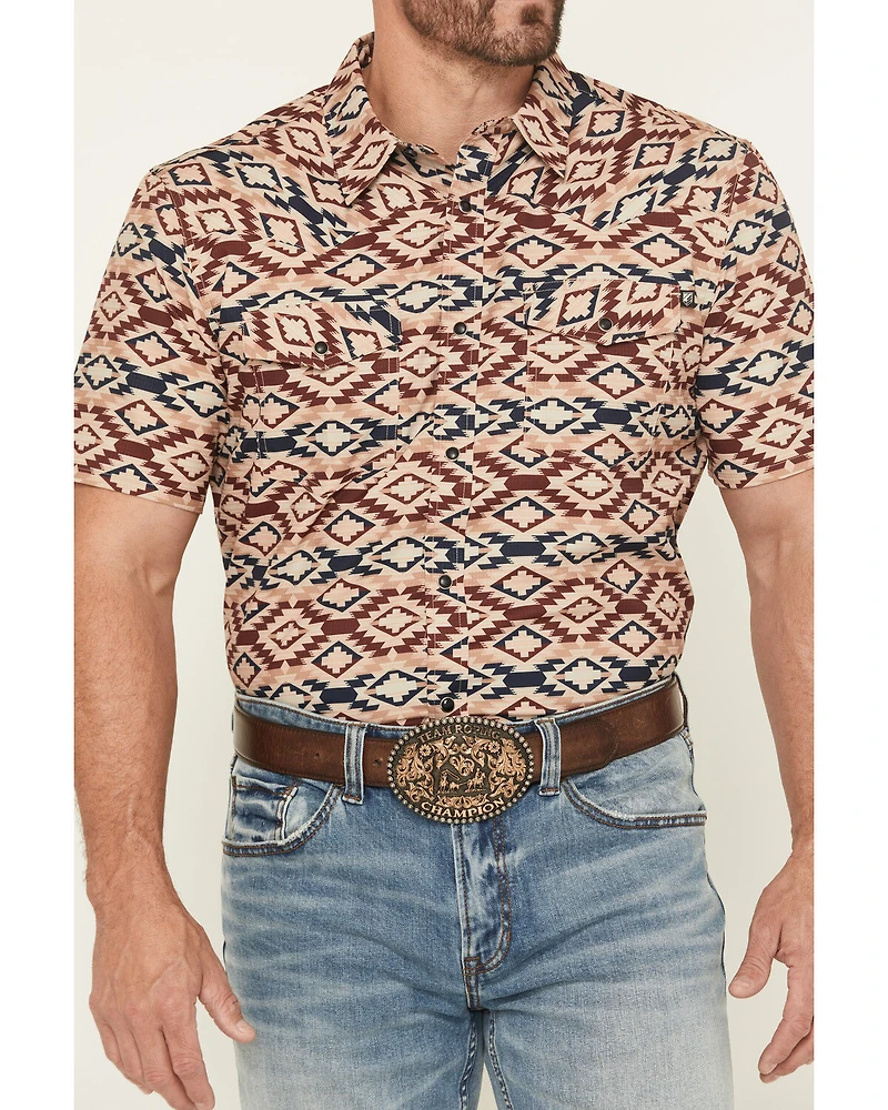 RANK 45® Men's Willow Creek Southwestern Print Short Sleeve Snap Performance Western Shirt