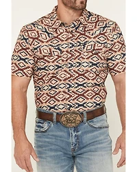 RANK 45® Men's Willow Creek Southwestern Print Short Sleeve Snap Performance Western Shirt