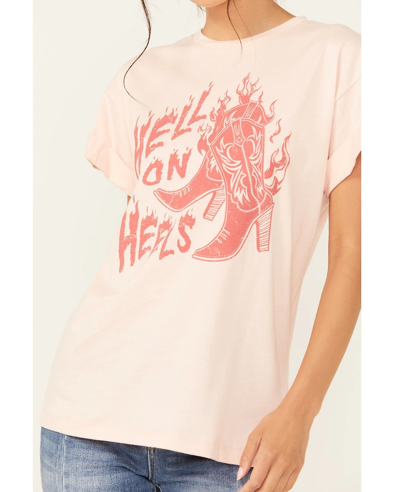 Youth Revolt Women's Hell on Heels Rolled Short Sleeve Graphic Tee