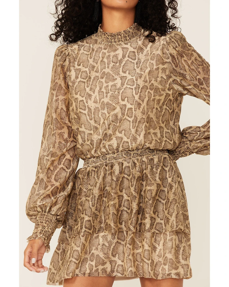 Show Me Your Mumu Women's Glitter Python Russo Ruffle Mini Dress