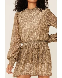 Show Me Your Mumu Women's Glitter Python Russo Ruffle Mini Dress