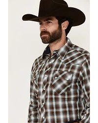 Roper Men's West Made Plaid Print Long Sleeve Snap Western Shirt