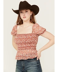 Ash & Violet Women's Floral Peasant Top
