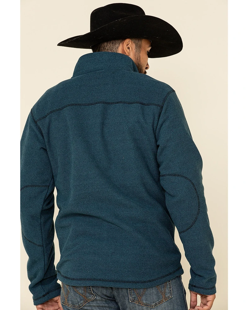 Powder River Outfitters Men's Teal Waffle Melange Knit Zip-Front Jacket