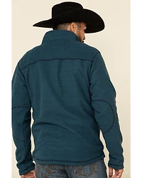 Powder River Outfitters Men's Teal Waffle Melange Knit Zip-Front Jacket