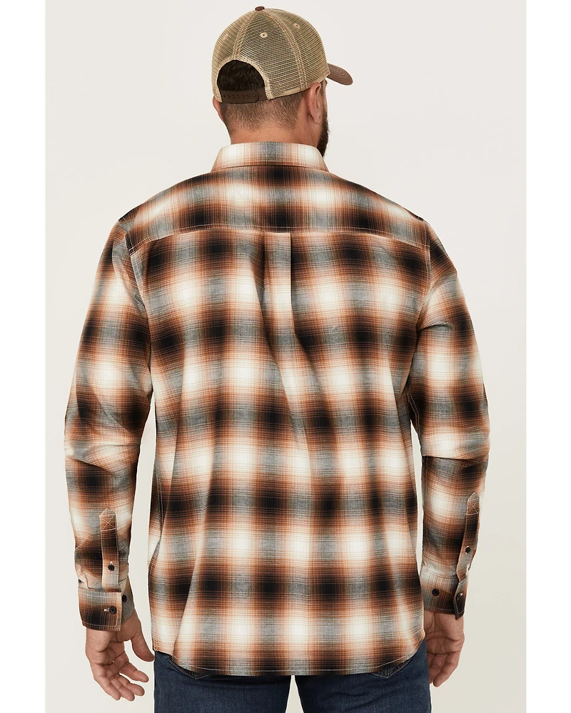 Cody James Men's Hombre Plaid Print Long Sleeve Button-Down Stretch Western Shirt - Tall