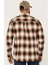 Cody James Men's Hombre Plaid Print Long Sleeve Button-Down Stretch Western Shirt - Tall