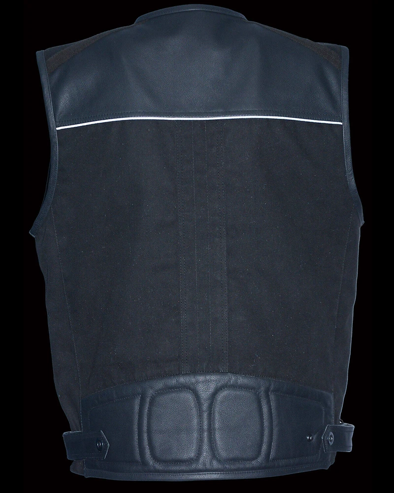 Milwaukee Leather Men's & Canvas Zipper Front Super Utility Multi Pocket Vest