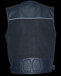 Milwaukee Leather Men's & Canvas Zipper Front Super Utility Multi Pocket Vest