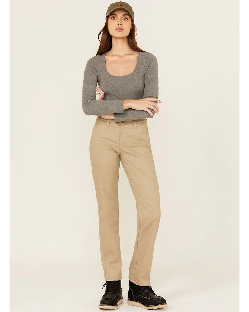 Dickies Women's Mid Rise Straight Stretch Twill Work Pants