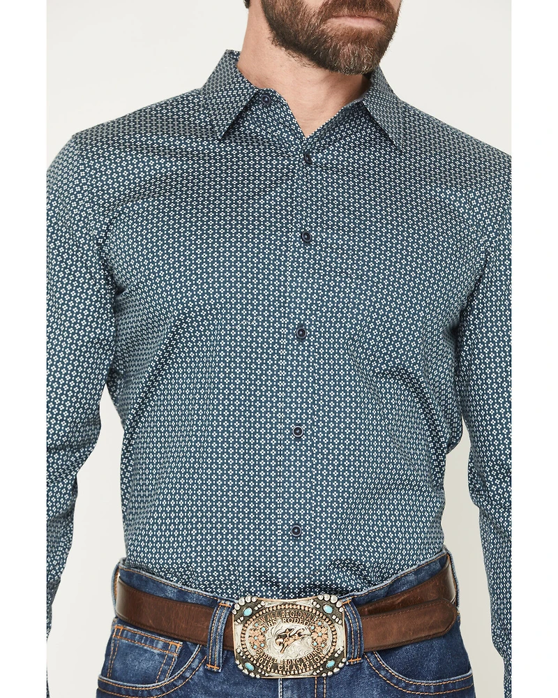 Cody James Men's Bourbon Geo Print Long Sleeve Button-Down Stretch Western Shirt