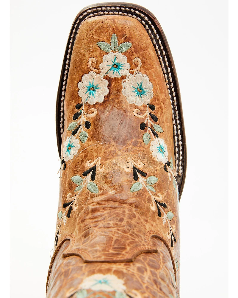 Corral Women's Floral Blacklight Western Boots - Square Toe