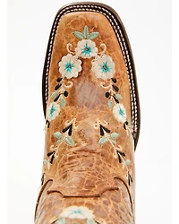 Corral Women's Floral Blacklight Western Boots - Square Toe