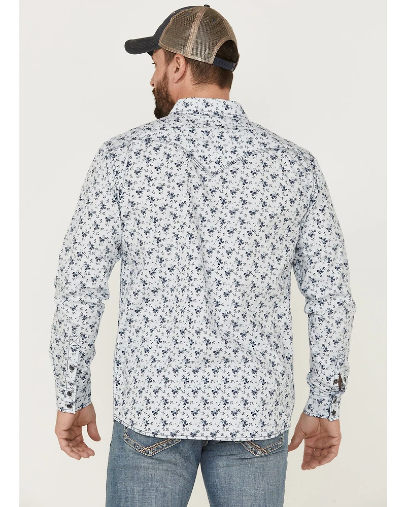 Moonshine Spirit Men's Bloom Floral Print Long Sleeve Snap Western Shirt