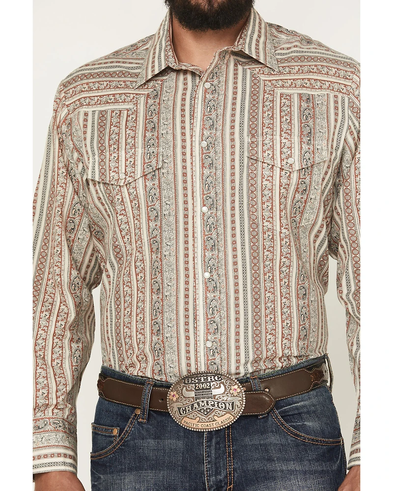 Roper Men's Wallpaper Floral Print Long Sleeve Snap Stretch Western Shirt