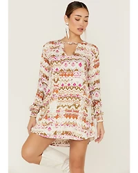 Shyanne Women's Southwestern Long Sleeve Shift Mini Dress