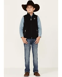 Ariat Boys' Solid Black New Team Softshell Zip-Front Vest