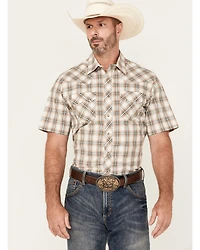 Wrangler Retro Men's Plaid Print Short Sleeve Snap Western Shirt