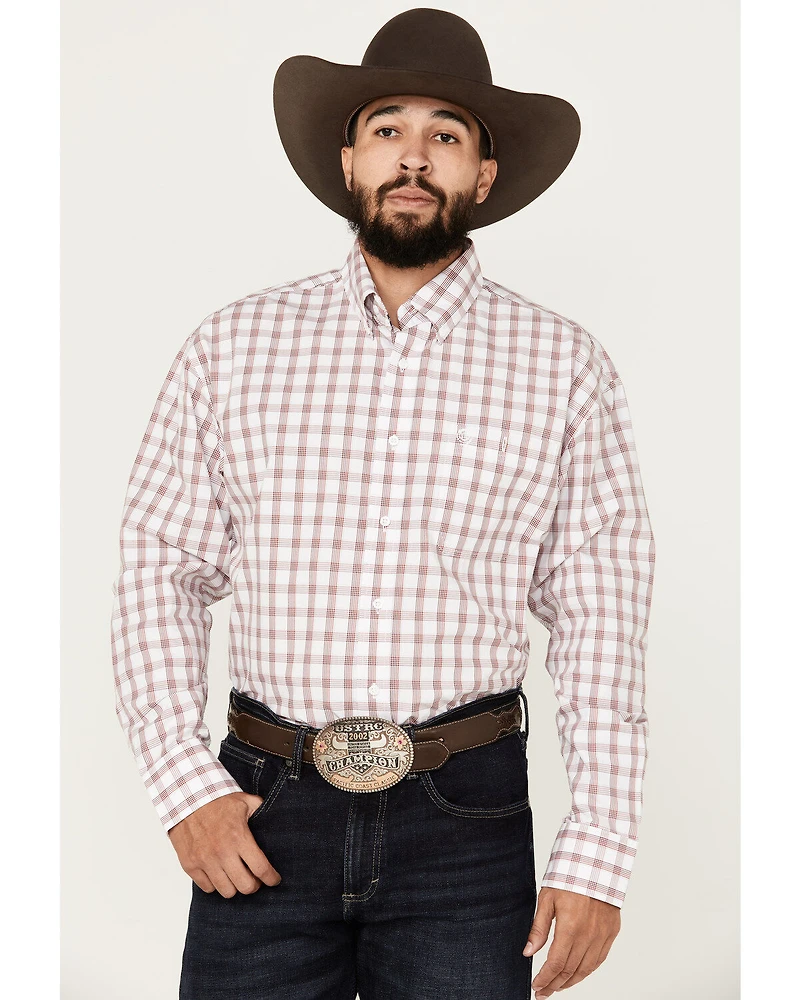 George Strait by Wrangler Men's Checkered Print Long Sleeve Button-Down Shirt