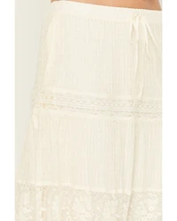 Listicle Women's Tiered Lace Midi Skirt