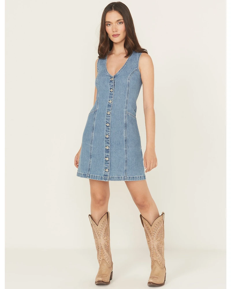 Levi's Women's Light Wash Vianna Sleeveless Button-Down Denim Dress