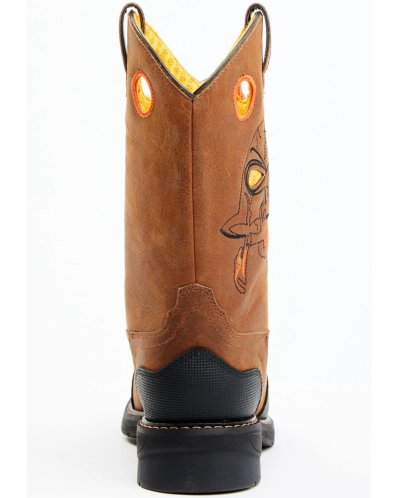 Cody James Boys' Skull Work Boots - Broad Square Toe