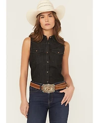 Shyanne Women's Chambray Sleeveless Button-Down Western Shirt