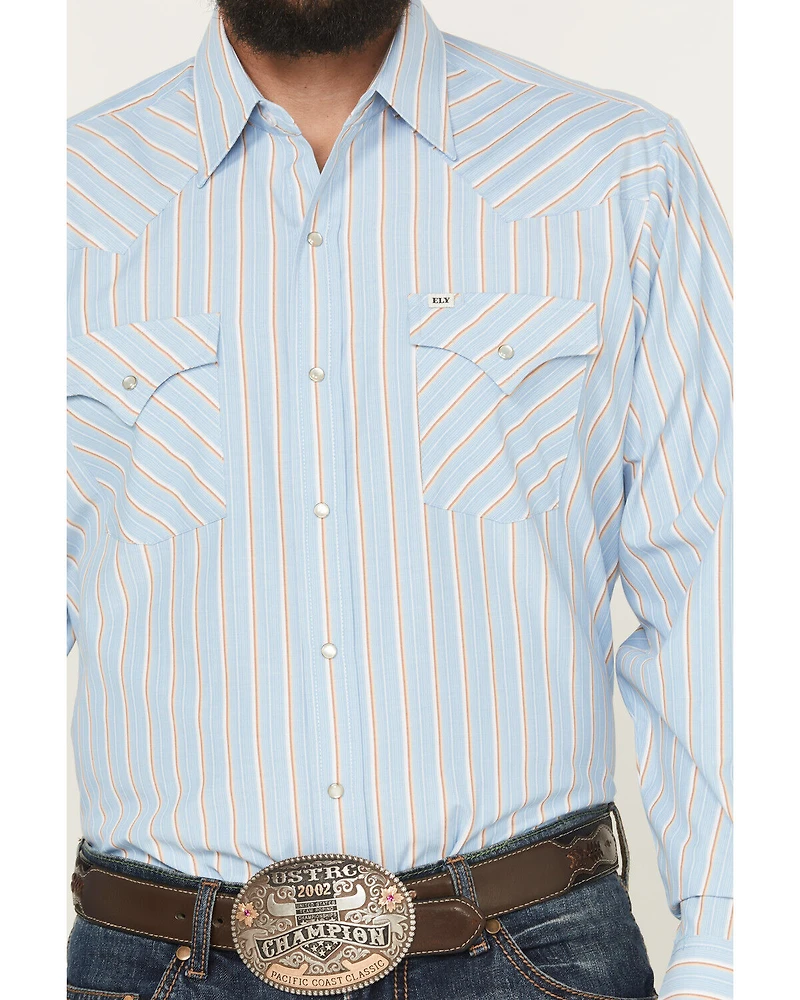 Ely Walker Men's Striped Print Long Sleeve Snap Western Shirt