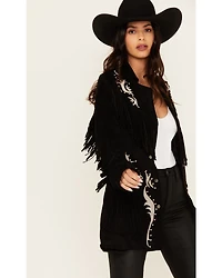 Rock & Roll Denim Women's Faux Suede Fringe Blazer