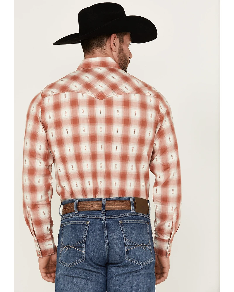 Wrangler Retro Men's Plaid Print Long Sleeve Snap Performance Western Shirt