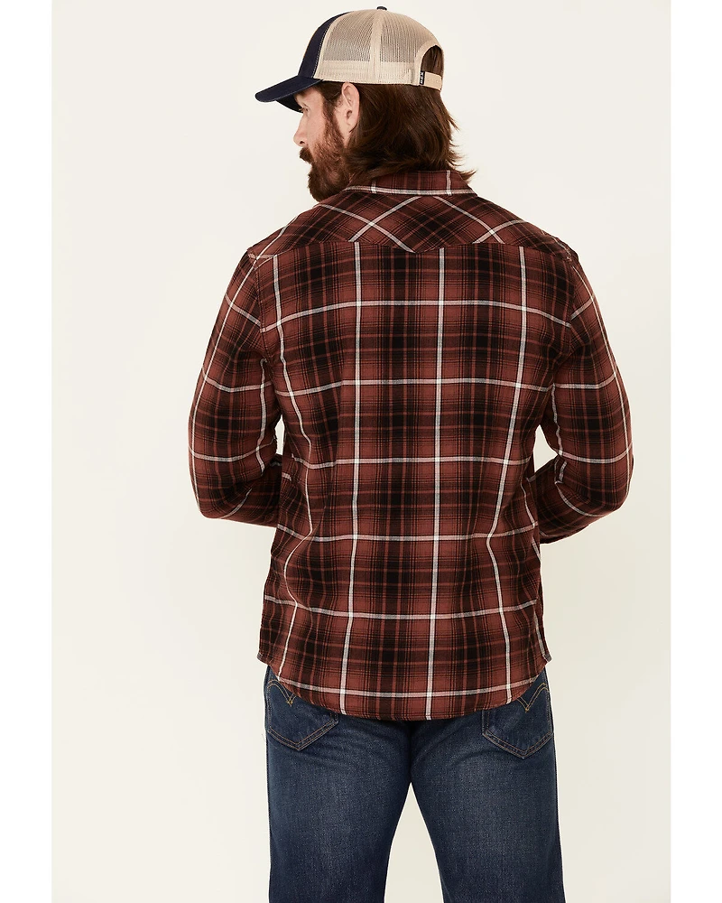 Flag & Anthem Men's Thornton Maroon Plaid Long Sleeve Snap Western Shirt