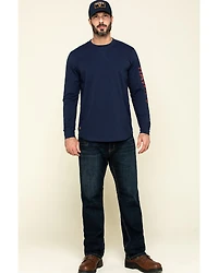 Hawx Men's Navy Sleeve Logo Long Work T-Shirt - Tall