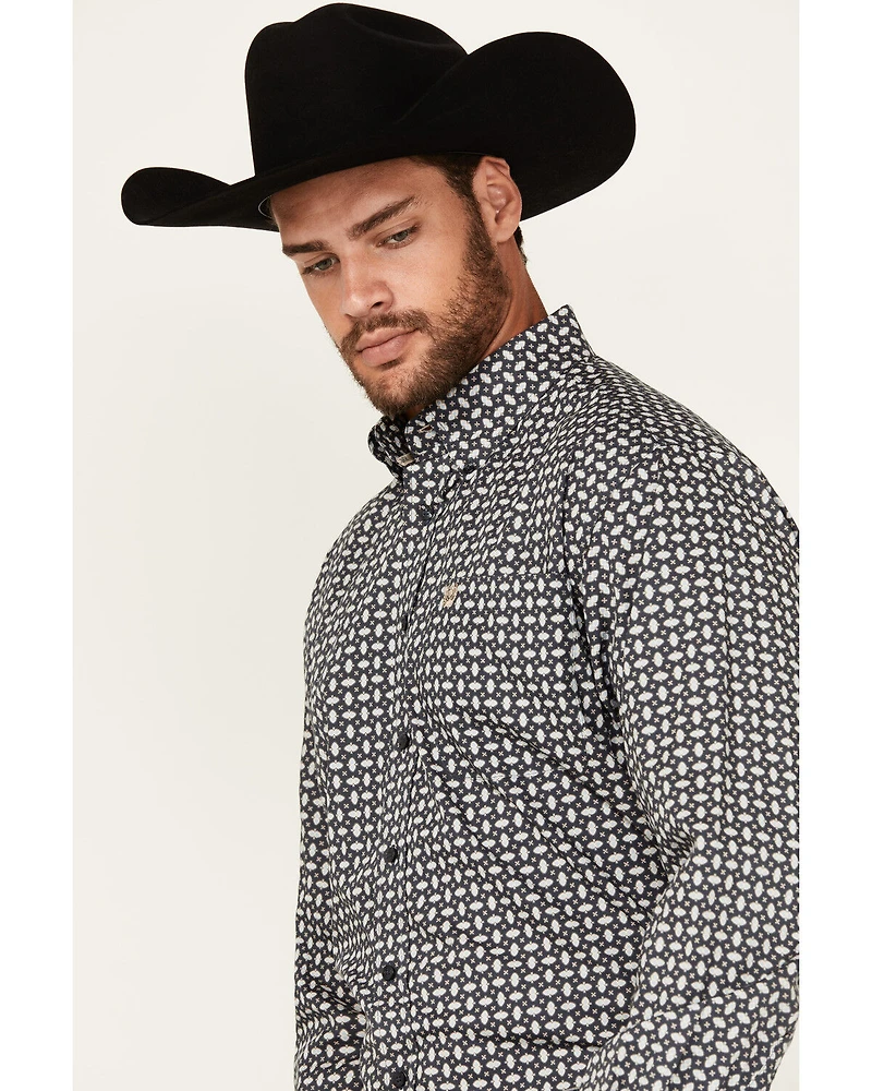 Cinch Men's Geo Print Long Sleeve Button-Down Stretch Western Shirt